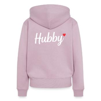 Hubby Mann Ehemann Paar Geschenk Geburtstag - Frauen Premium Bio Zip Hoodie - Altrosa - Hinten - Julia (174cm)