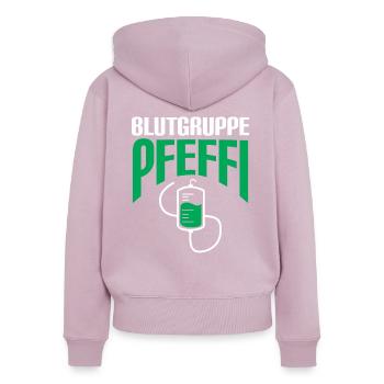 Pfefferminz Vatertag Muttertag Geburtstag Geschenk - Frauen Premium Bio Zip Hoodie - Altrosa - Hinten - Julia (174cm)