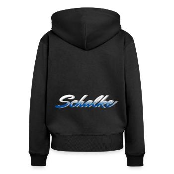 Schalke - Frauen Premium Bio Zip Hoodie - Schwarz - Hinten - Julia (174cm)