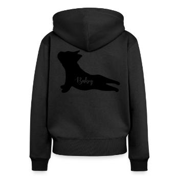 Cadeaux de chiot de bouledogue de silhouette de bébé pour des bébés. - Sweat à capuche zippé Premium bio Femme - noir - Dos - Julia (174cm)