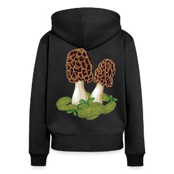 Morel le champignon préféré des cueilleurs de champignons - Sweat à capuche zippé Premium bio Femme - noir - Dos - Julia (174cm)