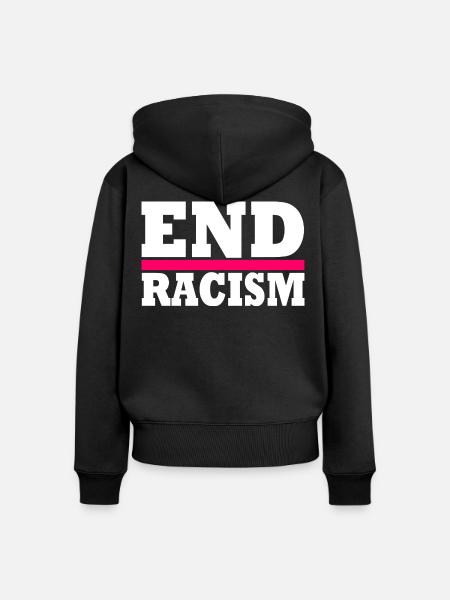 End Racism - Frauen Premium Bio Zip Hoodie - Schwarz