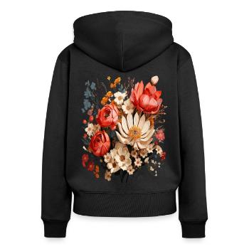 Fleur - Sweat à capuche zippé Premium bio Femme - noir - Dos - Julia (174cm)