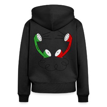 Telephones kommunikation telefongespraech hallo - Frauen Premium Bio Zip Hoodie - Schwarz - Hinten - Julia (174cm)
