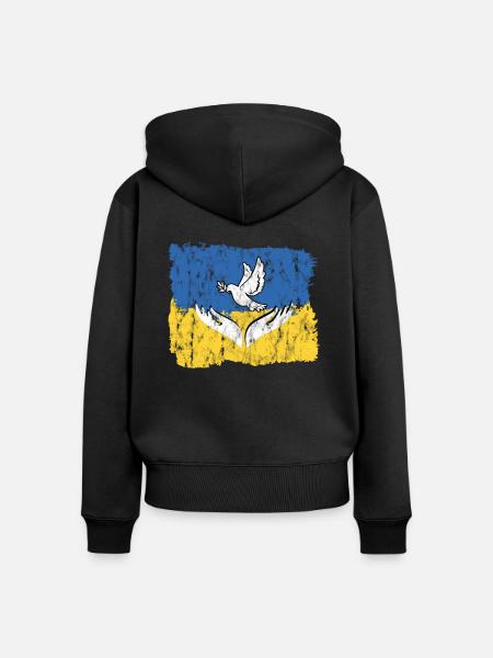 Peace Dove Ukraine - Frauen Premium Bio Zip Hoodie - Schwarz