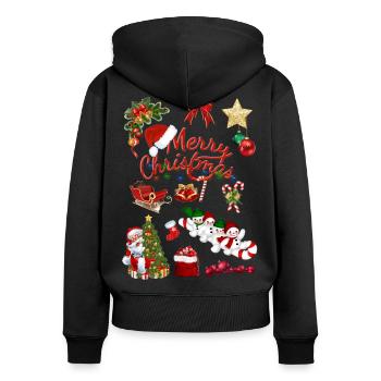 Frohe Weihnachten, Navidad, Weihnachten, Weihnachten. - Frauen Premium Bio Zip Hoodie - Schwarz - Hinten - Julia (174cm)