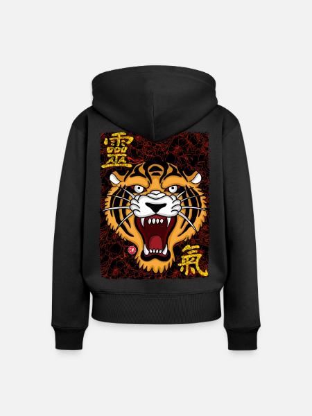 Tiger - Frauen Premium Bio Zip Hoodie - Schwarz
