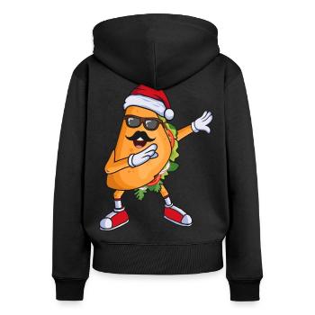 Tacos mexicains Dabbing avec chapeau de Père Noël - Sweat à capuche zippé Premium bio Femme - noir - Dos - Julia (174cm)