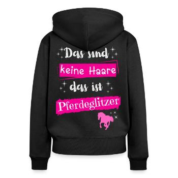 Pferde Mädchen Reiter Sprüche Pferdeglitzer reiten - Frauen Premium Bio Zip Hoodie - Schwarz - Hinten - Julia (174cm)