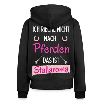 Pferde Reiter Pferdemädchen Reiterin Stall - Frauen Premium Bio Zip Hoodie - Schwarz - Hinten - Julia (174cm)