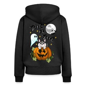 Tromper ou friandre chien - Sweat à capuche zippé Premium bio Femme - noir - Dos - Julia (174cm)