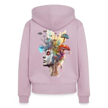 Trippy Schamane - Frauen Premium Bio Zip Hoodie - Altrosa - Hinten - Julia (174cm)
