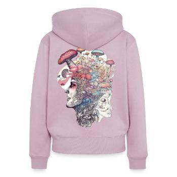 Trippy Schamane - Frauen Premium Bio Zip Hoodie - Altrosa - Hinten - Julia (174cm)