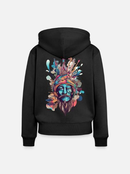 Trippy Schamane - Frauen Premium Bio Zip Hoodie - Schwarz