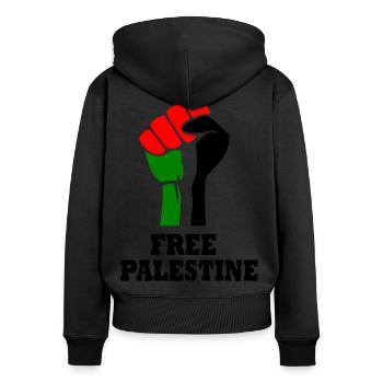 Free palestine - Frauen Premium Bio Zip Hoodie - Schwarz - Hinten - Julia (174cm)