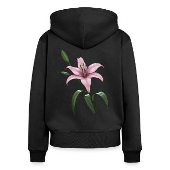 Lys rose - Sweat à capuche zippé Premium bio Femme - noir - Dos - Julia (174cm)
