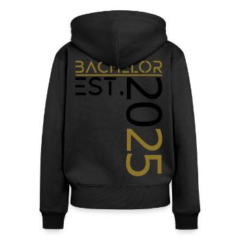 Bachelor est. 2025 - Frauen Premium Bio Zip Hoodie - Schwarz - Hinten - Julia (174cm)