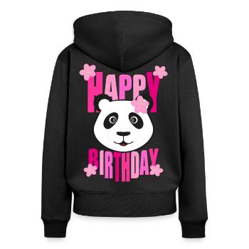 Happy Birthday mit Panda in pink. - Frauen Premium Bio Zip Hoodie - Schwarz - Hinten - Julia (174cm)