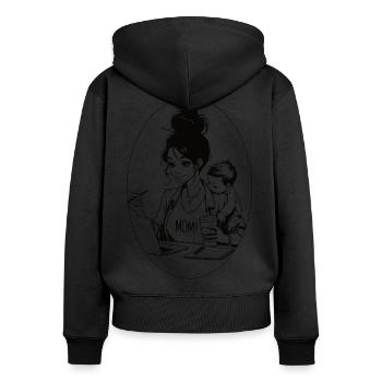 Supermaman - Sweat à capuche zippé Premium bio Femme - noir - Dos - Julia (174cm)