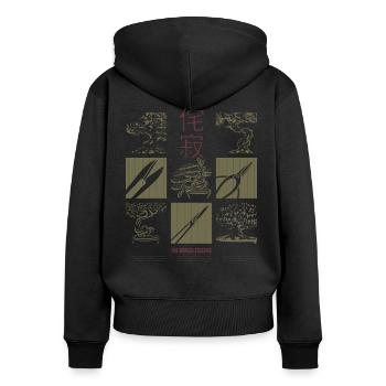 Bonsai Wabi Sabi Japanischer Stil, Bonsai Kunst - Frauen Premium Bio Zip Hoodie - Schwarz - Hinten - Julia (174cm)