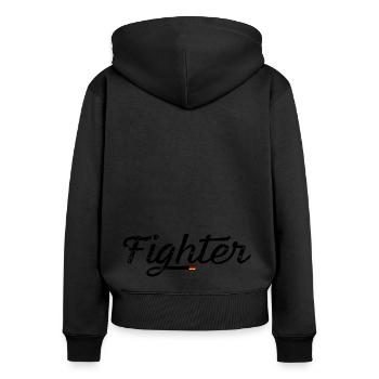 Fighter with German flag - Women's Premium Organic Zip Hoodie - black - Back - Julia (174cm)