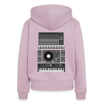 Synthétiseur Old School Turntable Hip Hop cadeau - Sweat à capuche zippé Premium bio Femme - rose poudré - Dos - Julia (174cm)