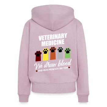 Vétérinaire vétérinaire - Sweat à capuche zippé Premium bio Femme - rose poudré - Dos - Julia (174cm)