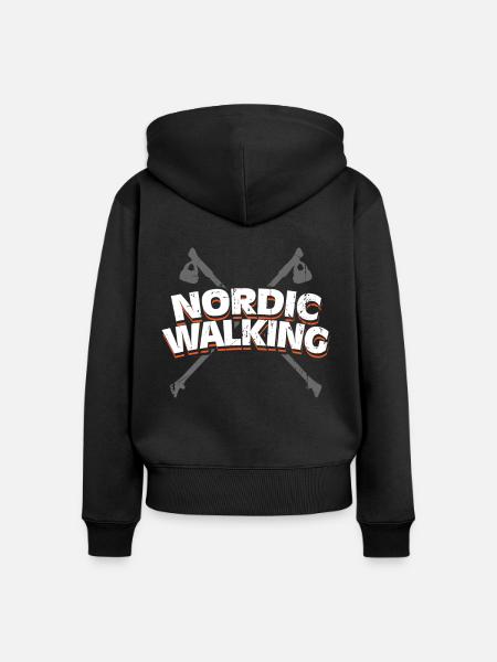 Nordic Walking - Frauen Premium Bio Zip Hoodie - Schwarz