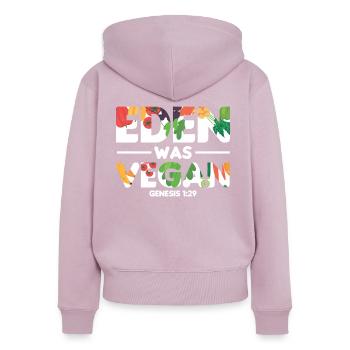 Eden was Vegan Geschen for Christian Vegans - Women's Premium Organic Zip Hoodie - dusky pink - Back - Julia (174cm)