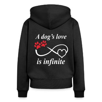 Die Liebe eines Hundes ist unendlich Vier Pfoten - Frauen Premium Bio Zip Hoodie - Schwarz - Hinten - Julia (174cm)