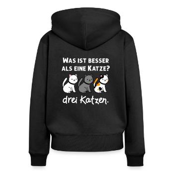 Drei Lustige Katzen Geschenk für Katzenhalter - Frauen Premium Bio Zip Hoodie - Schwarz - Hinten - Julia (174cm)