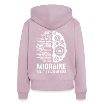 Migräne - Alles in meinem Kopf Kopfschmerzen - Frauen Premium Bio Zip Hoodie - Altrosa - Hinten - Julia (174cm)