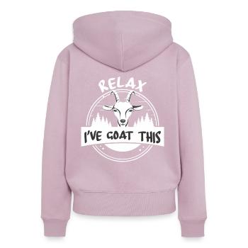 Entspannen Sie sich, ich habe Ziege dies - Ziegenl - Frauen Premium Bio Zip Hoodie - Altrosa - Hinten - Julia (174cm)