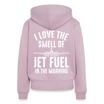 Geruch von Kerosin - Flughafen-Pilot flugzeug - Frauen Premium Bio Zip Hoodie - Altrosa - Hinten - Julia (174cm)