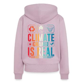 Climate change is real Global warming - Women's Premium Organic Zip Hoodie - dusky pink - Back - Julia (174cm)