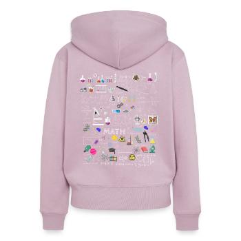 Science physique mathématique chimie biologie - Sweat à capuche zippé Premium bio Femme - rose poudré - Dos - Julia (174cm)