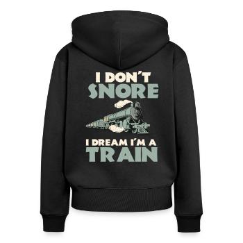 Lokomotive Modellbahn Schienenbahn Eisenbahn - Frauen Premium Bio Zip Hoodie - Schwarz - Hinten - Julia (174cm)