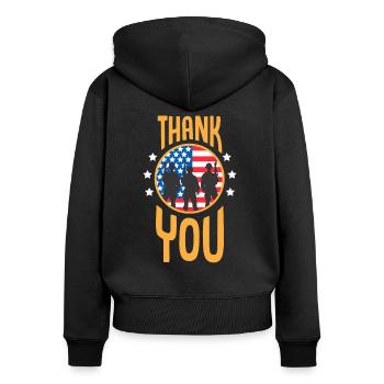 US Soldat Veteran Patriot Amerika - Frauen Premium Bio Zip Hoodie - Schwarz - Hinten - Julia (174cm)