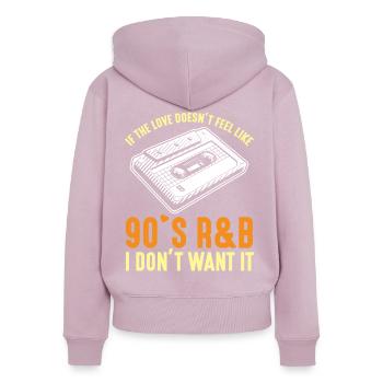 90s R&B music cassette 90 years of songs - Women's Premium Organic Zip Hoodie - dusky pink - Back - Julia (174cm)
