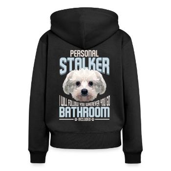 Persönlicher Stalker Hunde Grafik Sturer Malteser - Frauen Premium Bio Zip Hoodie - Schwarz - Hinten - Julia (174cm)