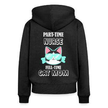 Teilzeit Krankenschwester Vollzeit Katzen Mutter - Frauen Premium Bio Zip Hoodie - Schwarz - Hinten - Julia (174cm)