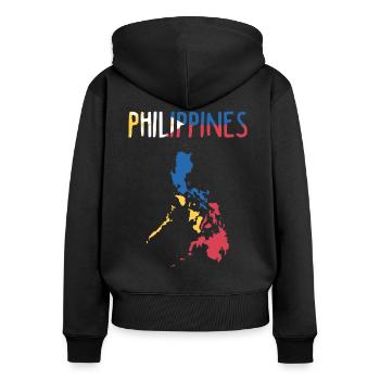 République des Philippines Pays Asie du sud-est - Sweat à capuche zippé Premium bio Femme - noir - Dos - Julia (174cm)