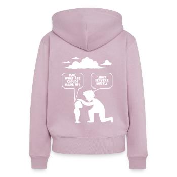 Développeur de logiciels Linux programmeur informatique - Sweat à capuche zippé Premium bio Femme - rose poudré - Dos - Julia (174cm)
