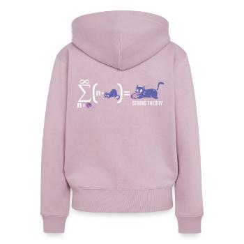 String theory kitten science physicist cat - Women's Premium Organic Zip Hoodie - dusky pink - Back - Julia (174cm)