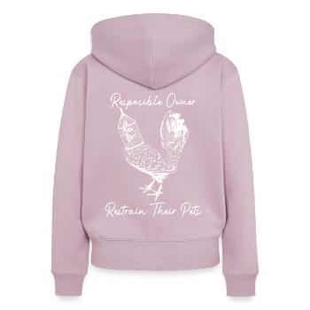 BDSM Ehemann Hahn Käfig Männliche Keuschheit - Frauen Premium Bio Zip Hoodie - Altrosa - Hinten - Julia (174cm)