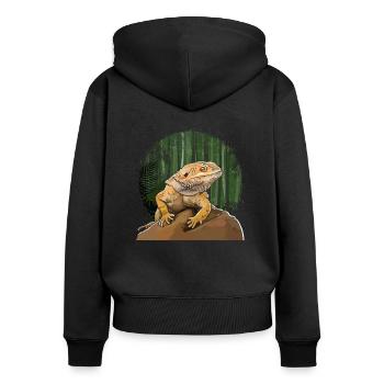Lustige Bartagame Reptilien Tierliebe - Frauen Premium Bio Zip Hoodie - Schwarz - Hinten - Julia (174cm)