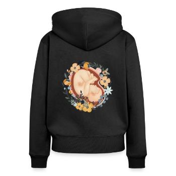 Blumenkind Schwangere Mutter Hebamme - Frauen Premium Bio Zip Hoodie - Schwarz - Hinten - Julia (174cm)