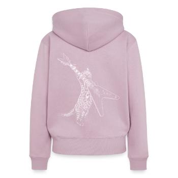 Coole Musik Katze spielt E-Gitarre Spieler - Frauen Premium Bio Zip Hoodie - Altrosa - Hinten - Julia (174cm)