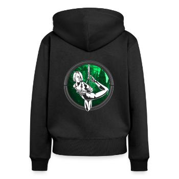 Seil Bondage Shibari Wald Kunst Frau - Frauen Premium Bio Zip Hoodie - Schwarz - Hinten - Julia (174cm)