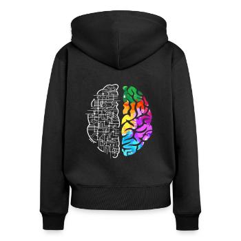 Buntes Gehirn Wissenschaft Kunst - Frauen Premium Bio Zip Hoodie - Schwarz - Hinten - Julia (174cm)